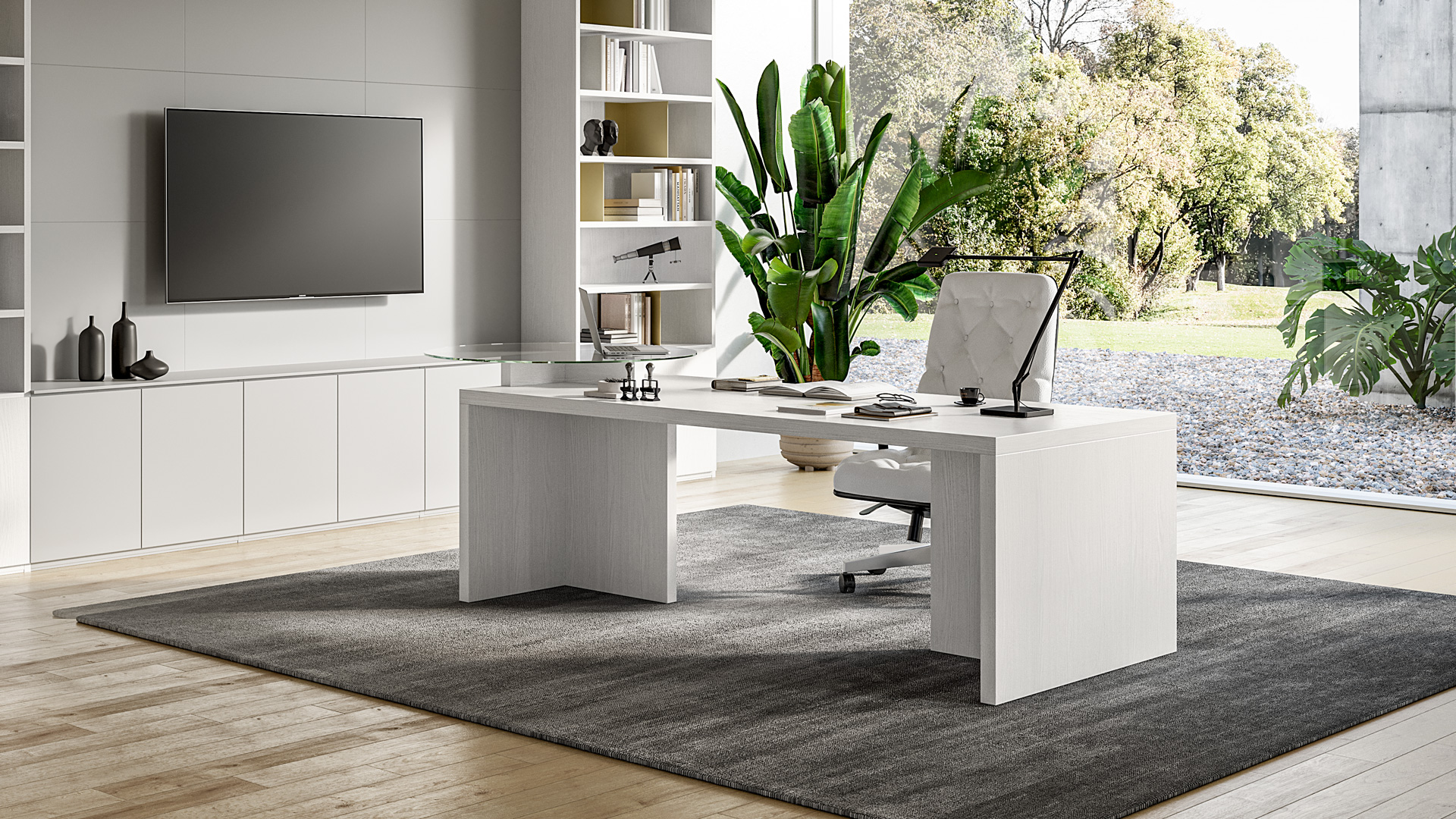 <strong>Executive</strong> desk with glass top